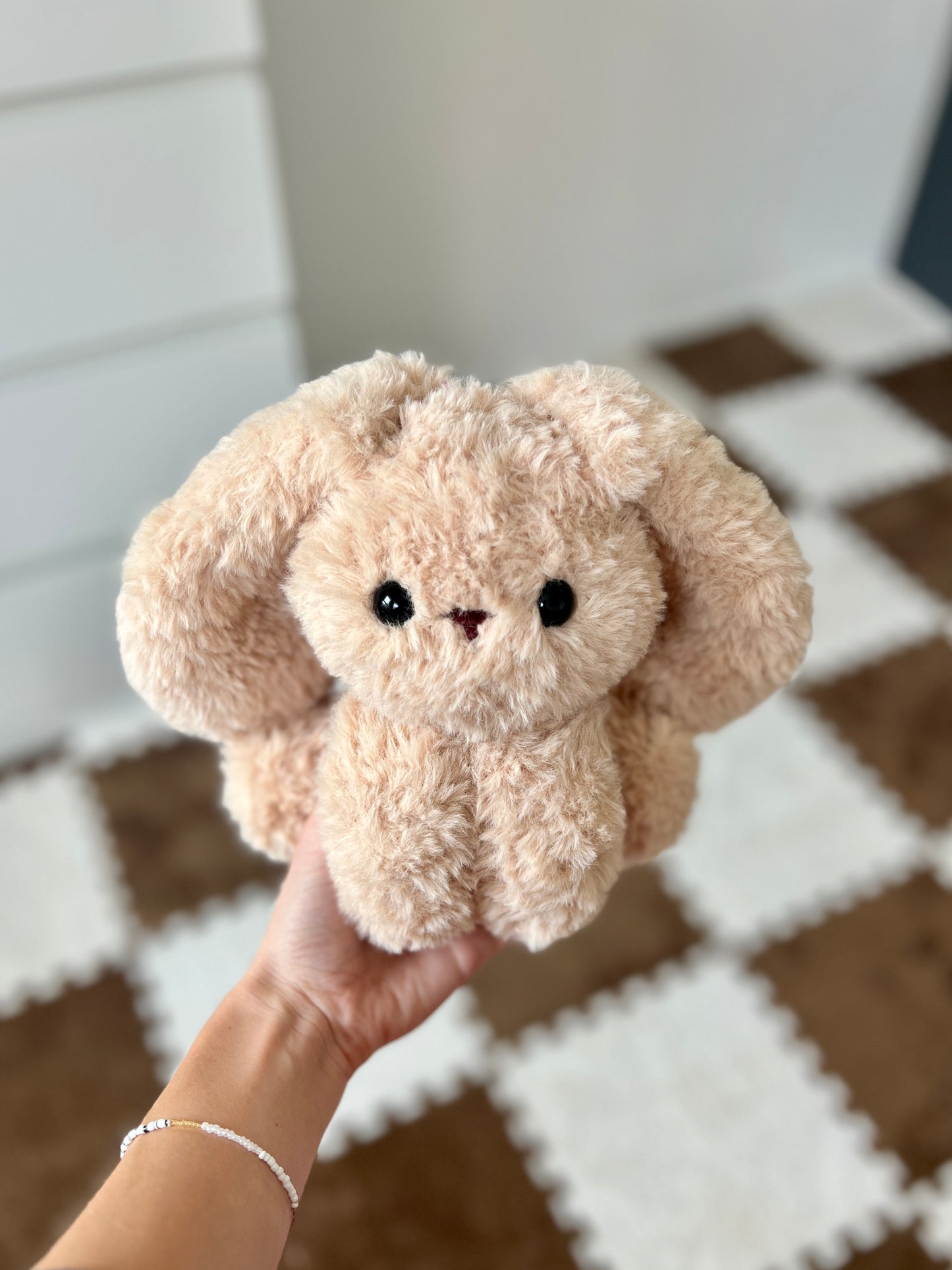 Sitting Fluffy Bunny - Beige (30cm / 11inch)